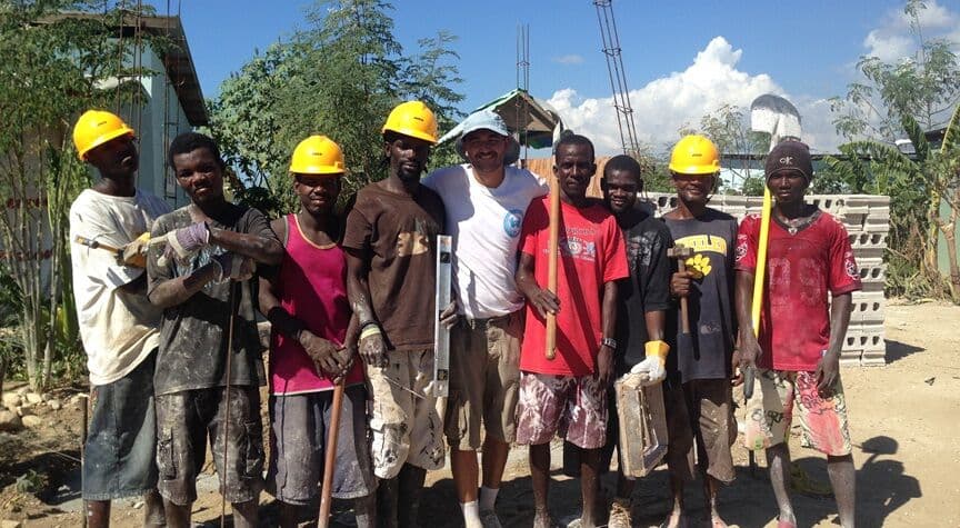 Deaf construction workers trained and employed through IDE's empowerment program in Haiti